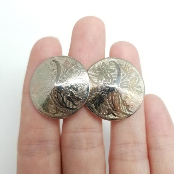 Vintage Cone Shaped Clip On Earrings, Silver Tone Setting Screw Backs, Estate - Picture 6 of 6